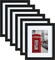 11x14 Picture Frame Set of 6, Display Pictures 8x10 with Mat or 11x14 Without Mat for Wall Mounting or Table Top, Photo Frames Collage for Wall Decor, Black Woodgrain.
